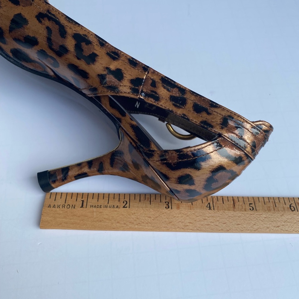 Stuart Weitzman Leopard Print Peep Toe Heels Women’s size 7N Patent Leather - Picture 13 of 15